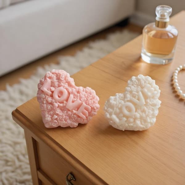 1 stk Rose Hjerteform Silikonform DIY Kjærlighet Blomsterlys Gips Gray