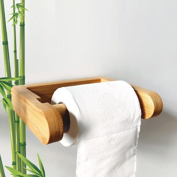 1 stk. bambusmonteret toiletpapirholder til hjemmet B