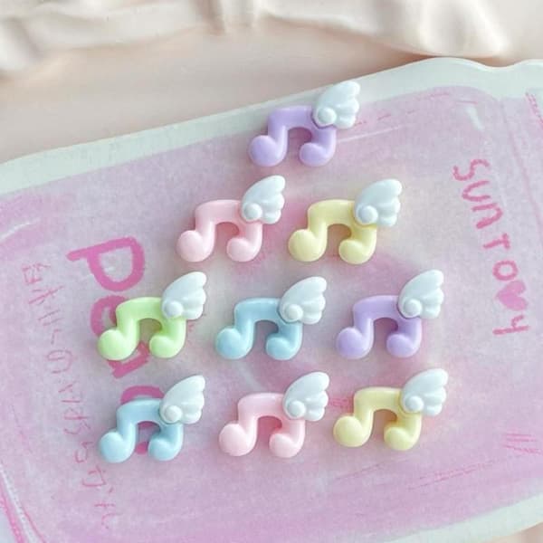 e Pastel Harpiks Musiknode Charms Med Englevinge Design Til DIY Blue