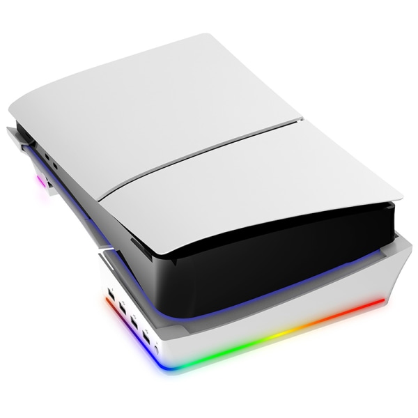 RGB Atmosphere Lamp Horisontal Holder Til PS5 Slim Digital Dis White