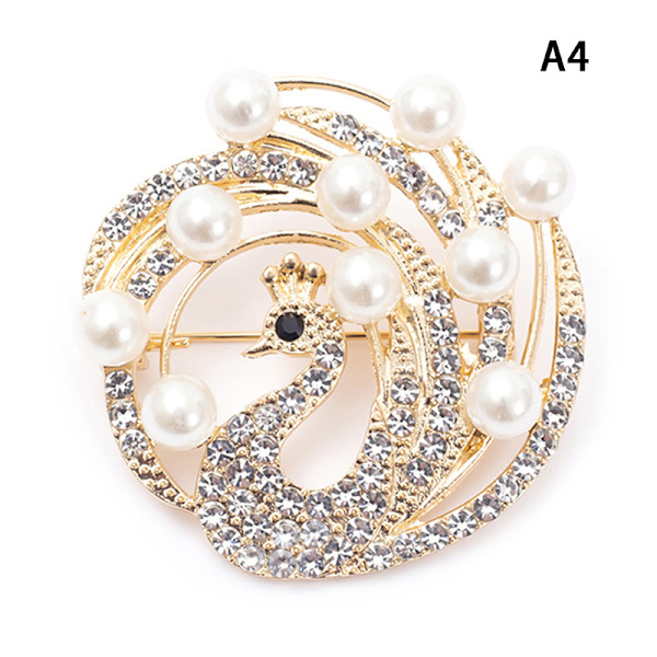 Pearl Rhinestone Peacock Brosje Dyr Corsage Brosjer Bryllup A4