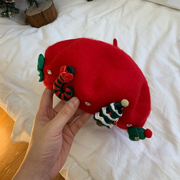 Juleberet Vintage Kvinne Vinter Varmt Hodeplagg Studentlue Smerte 02