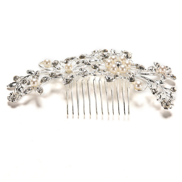 Nya Crystal Rhinestone Bröllop Flower Pearls Hårklämma