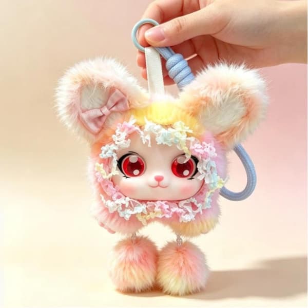 e Fluffy Fox Doll Nyckelring Kawaii Vinyl Doll Face Plyschväska Cha A7