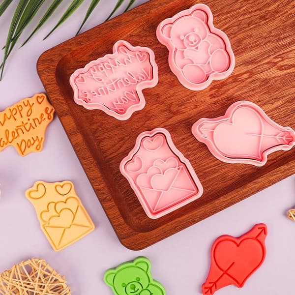 3D Valentinsdag Kakestempler Kjeksform Stempel Bakeutstyr A2