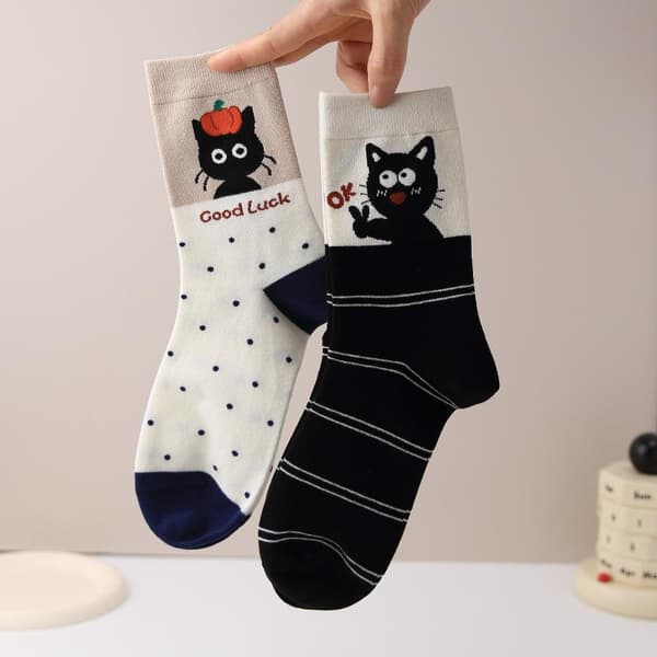 1 par dammode mångsidiga mellanhöga strumpor avslappnade e kattvagn A4