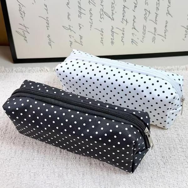Prickig pennfodralset Stor kapacitet Canvas Dragkedja Pennficka Black