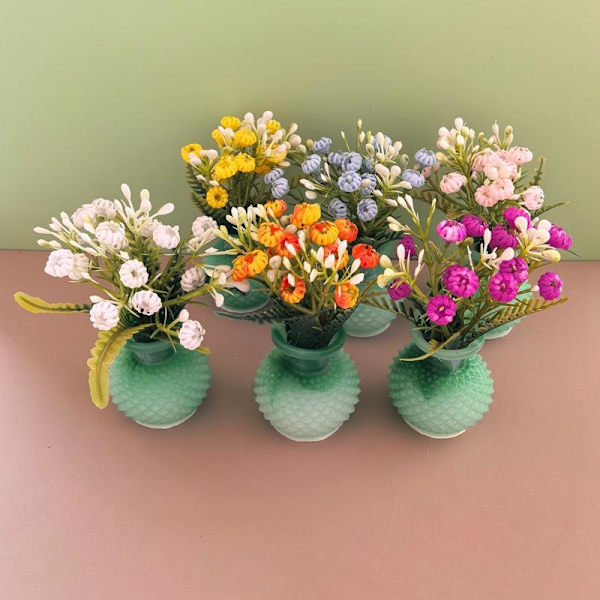 1 stk. Mini farverig blomsterpotte model dukkehus simulering V