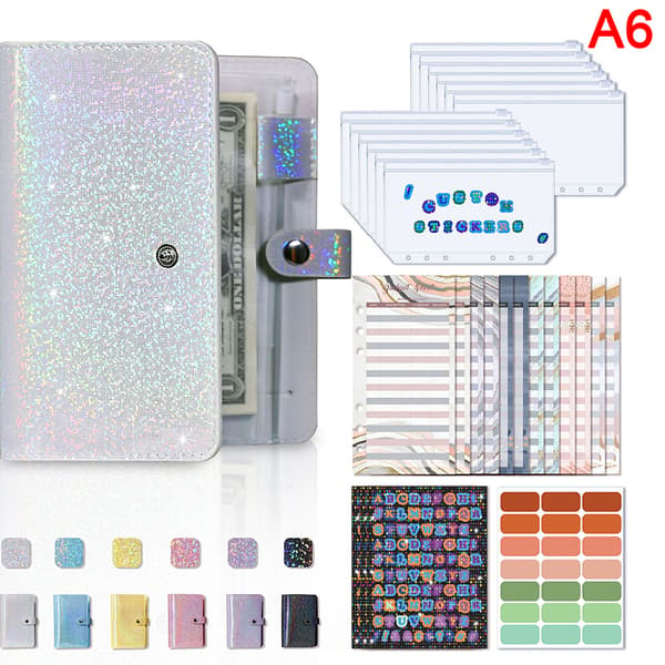 A6 Pärm Mjukt Läder Pärm Budget Planner Kontantkuvert Silver