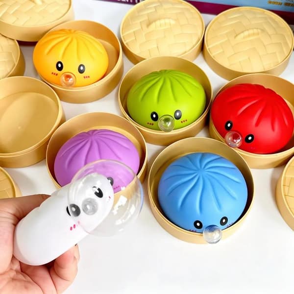 Dumpling Blow Bubbles Leketøy Dumpling Squishies Med Steamer Fidg 1pc