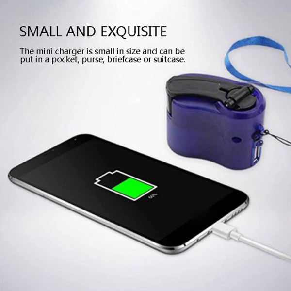 Minilader Håndsveiv USB Mobiltelefon Utendørs nødlading Blue
