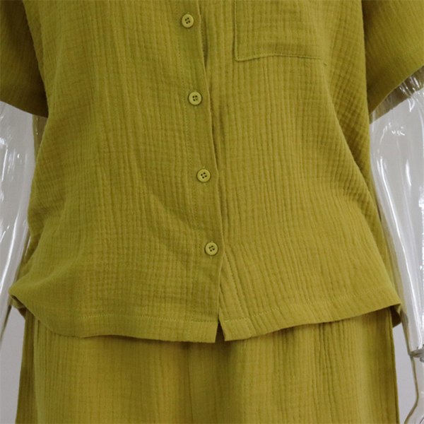 Women Fashion Two Piece Shorts Sets Summer Casual Short Sleeve Yellow M