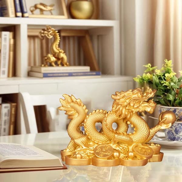 Gull Dragepynt For Stue/Kontor Feng Shui Dekorasjon Gold A