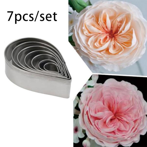 7 stk. Blomsterhjerteformet form Mousse Ringform i rustfrit stål C