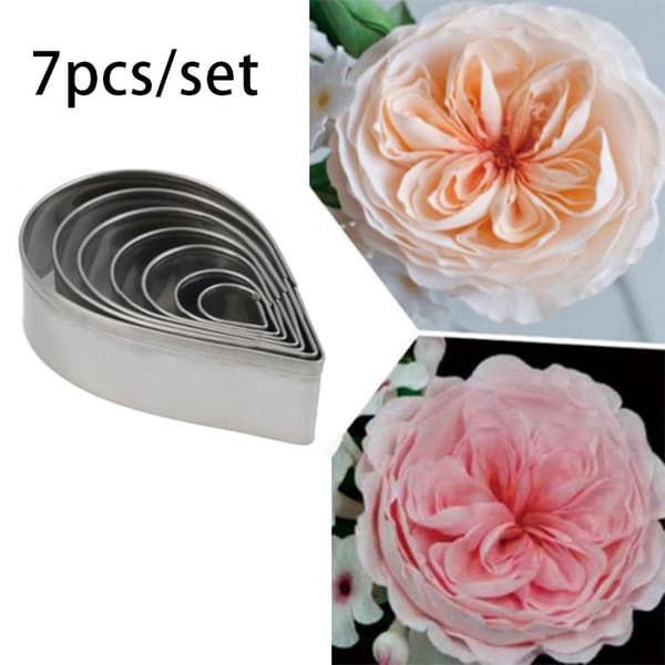 7PCS Blomhjärta Form Mousse Ring Form Rostfritt Stål C