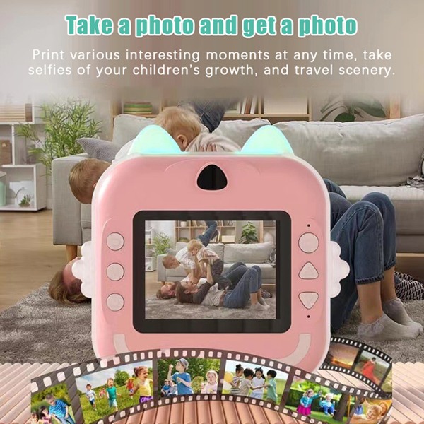 Digitaalinen lastenkamera valokuvaukseen Instant Print Photo Kid Pink