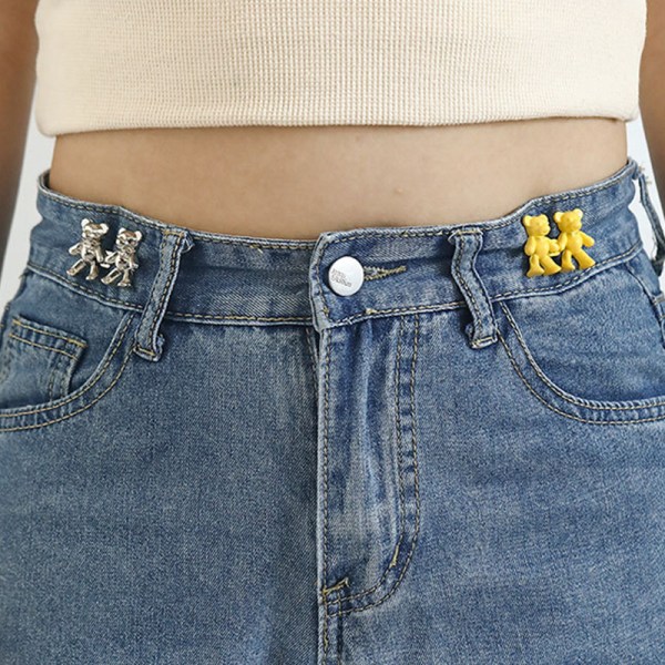 1Pair Nail-free Jeans Bear Waist Solki Irrotettava kiristys Wa Gold S