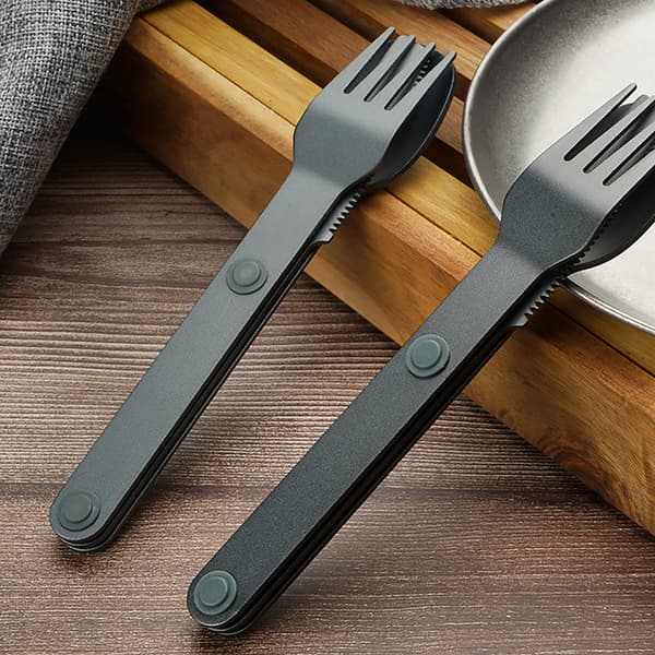 3 STK Bærbare campingredskaber sæt Connect magnetisk gaffelske Orange