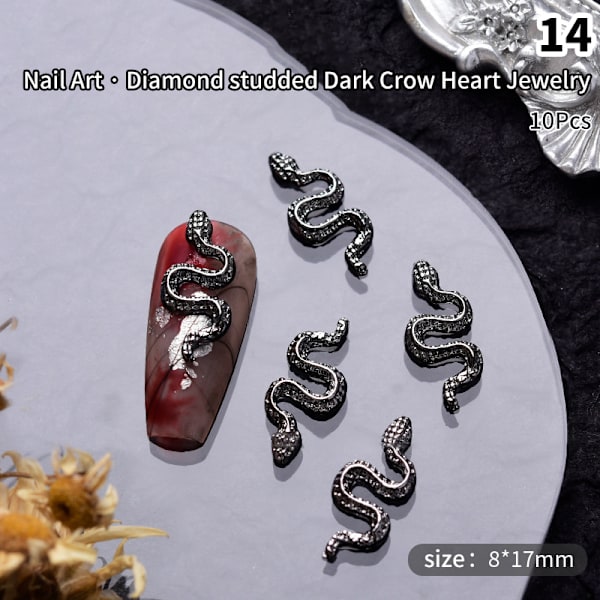 10 stk Halloween Element Nail Diamond Menneskelig Hodeskalle Edderkopp Form D 14