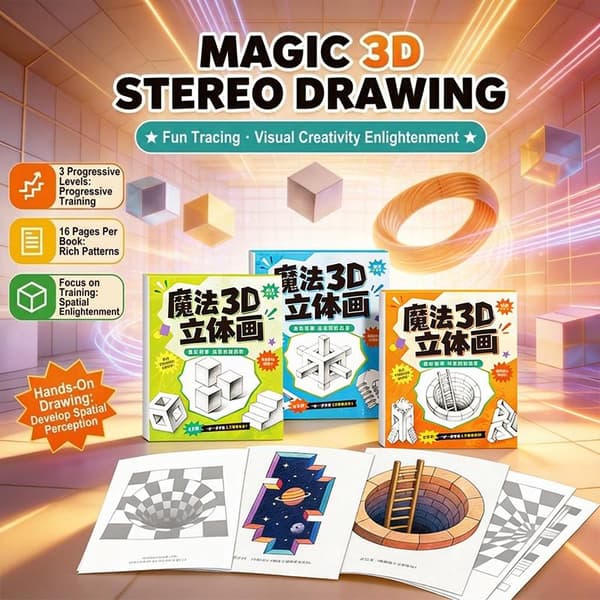 1/3 stk. Magisk 3D Stereo Tegneblok Børn Pædagogisk Doodle Skitse A4 3PCS