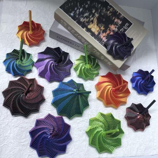 3D-printet sekskantet fidget-spiral-legetøj, strækbart til børn og voksne H size3