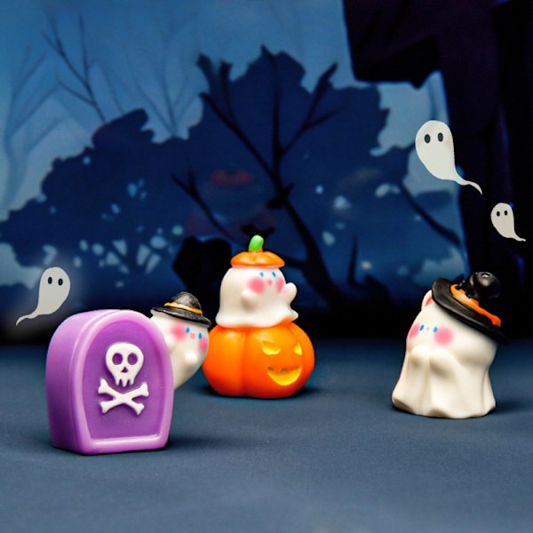 Mini Halloween Ornament Gresskar Spøkelse Heks Figur Mikroskopisk Land A6