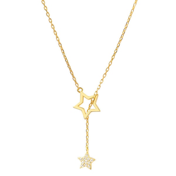 Zircon Star Alloy kjede hul elegant kragebenskjede Enkel Gold