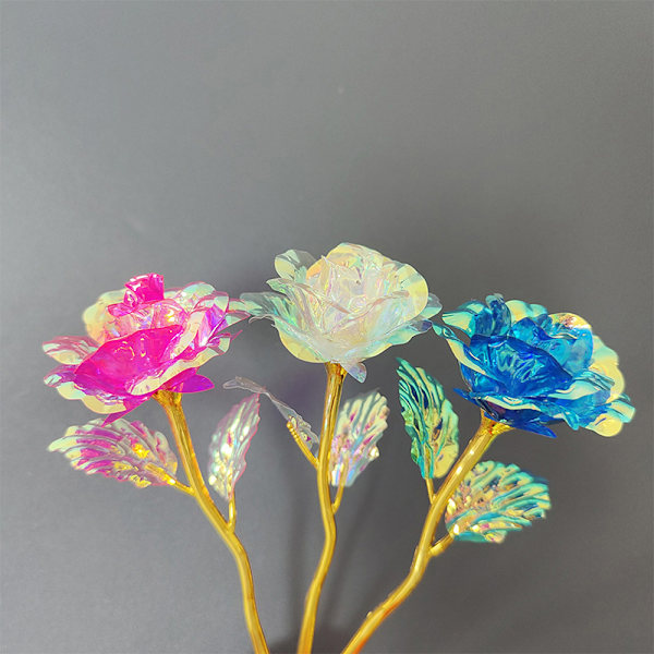 Kunstig blomst Rose Valentinsdag gave 24K gullbelagt Gol A7