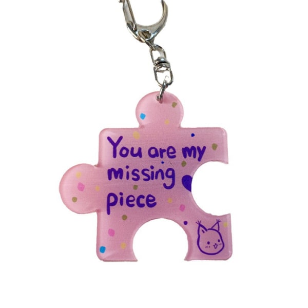 You Are My Missing Piece Alphabet Pendant Puzzle Keychain Key R Purple