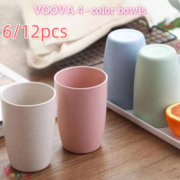 12 STK Hvetestråkopp Plast Munnskyll Vannkopp Pussekopp Blue 6pcs