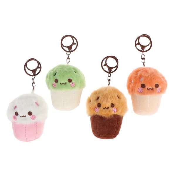 Kawaii Tekop Svampe Plys Nøgleringe Blød Mini Cupcake Nøglering A3
