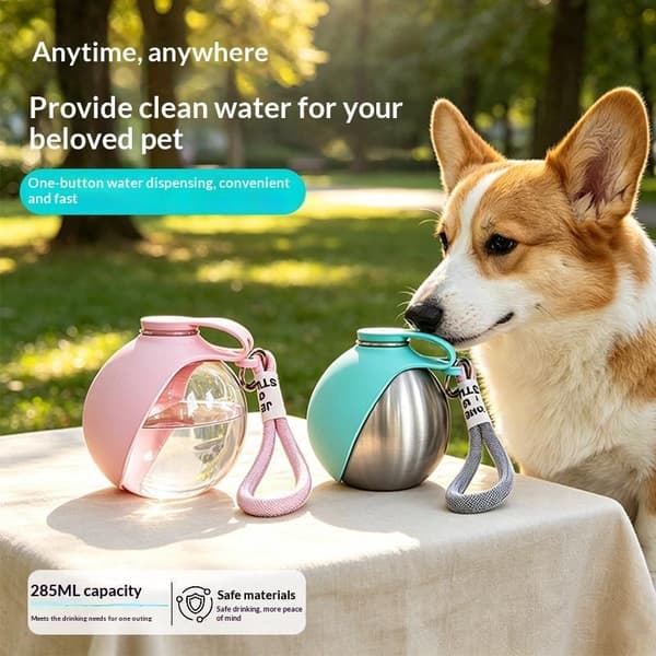 Bærbar drikkeflaske til hunde med silikoneskål A2