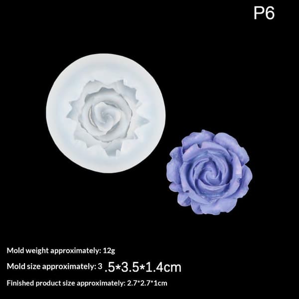 3D Roseblomst Silikon Stearinlysform Håndlaget Såpeproduksjon Epoxy 4
