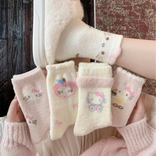 1/5 par Hello Kitty Strumpor Varmare Mellankalvsstrumpor Flicka Hem S A6