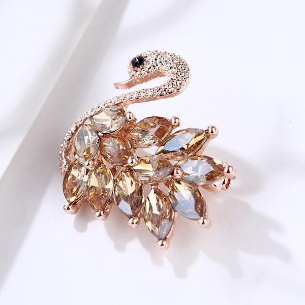 Legering Crystal Swan Brosch Crystal Djurbroscher Kostymkrage P A1