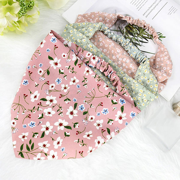 Kvinner mykt hodeskjerf Floral hår Bandana Trekant hodeskjerf 02