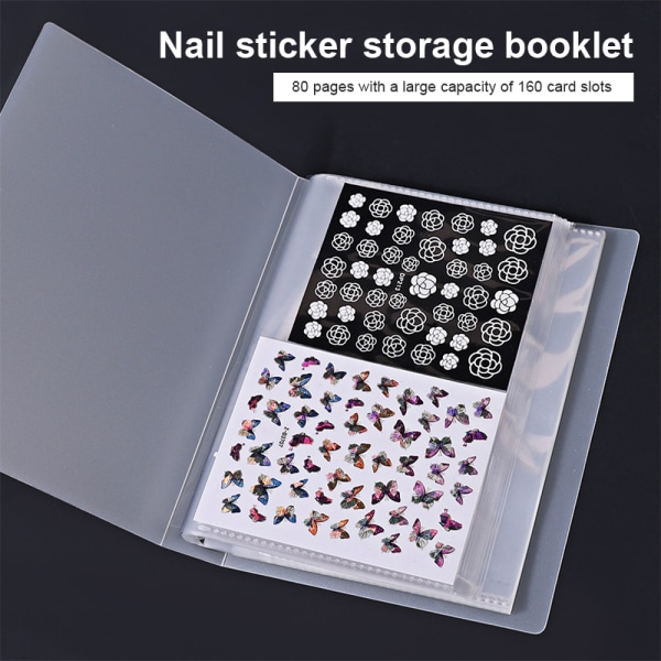 80 sider Nail Stickers Oppbevaringsbok Dekaler Organizer Holder Dis