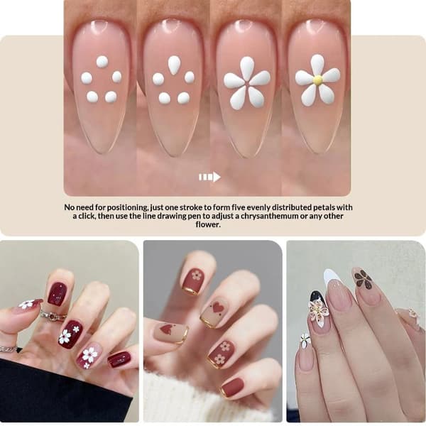 Nagelkonst Design Spets Målning Snideri Prickpenna Rostfritt Stål Black