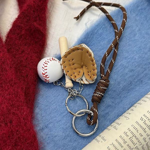 Mini Baseballhandske Træ Bat Nøglering Dametaske Tilbehør
