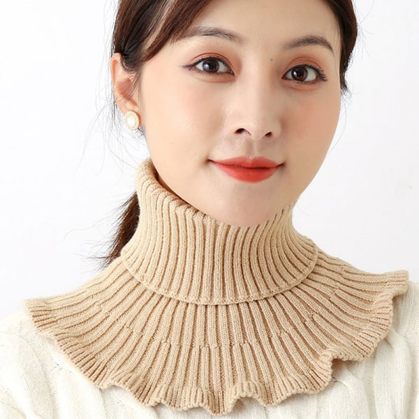 Kvinnor stickad halsduk Warm Turtleneck Neck Warmer Detacha White