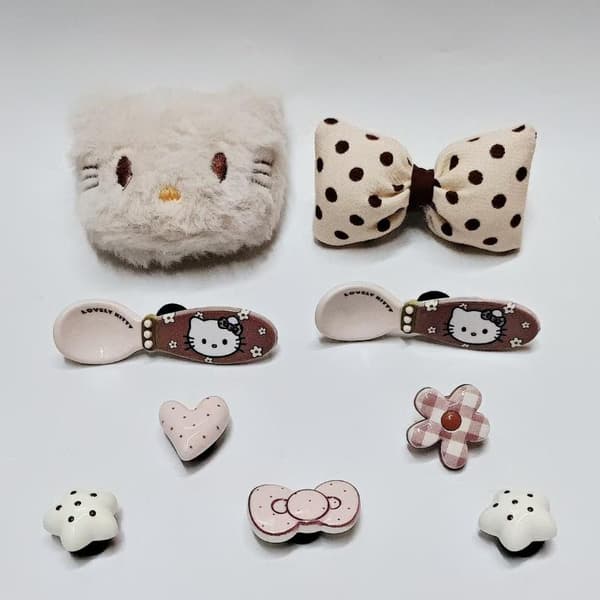 9 stk. e Bow Hello Kitty Plys Sko Charms Dekoration til Clogs Sandaler