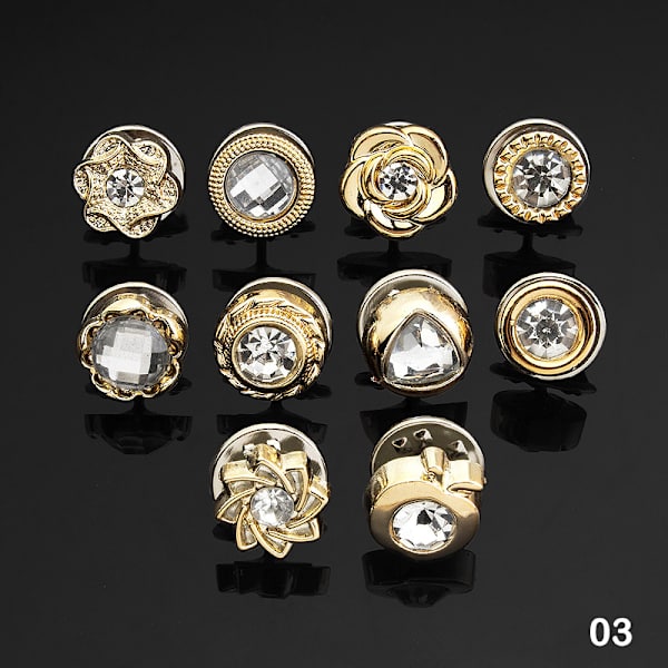 10 stk Metal Pearl Brosjer Knapper Sjal Skjorte Krage Pin Fashi 03