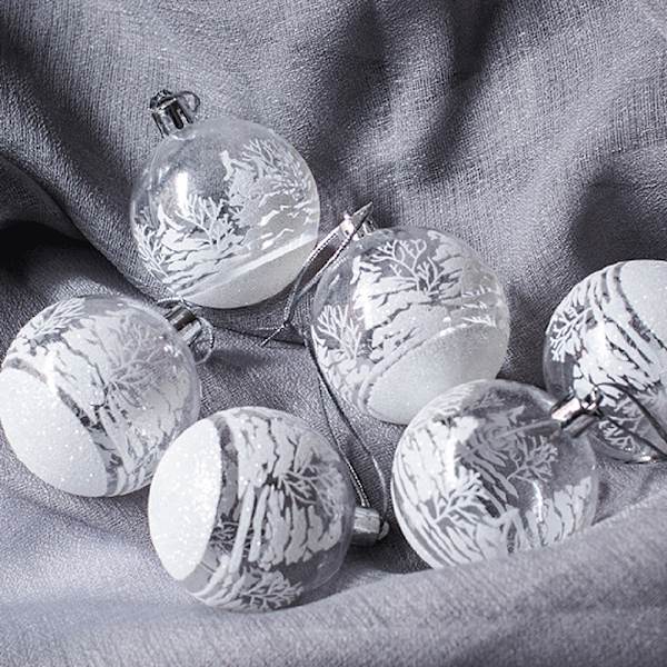 6st Transparent Snow Christmas Balls Hängsmycken för jul Tr