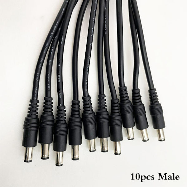 10 stk 5,5x2,1 stik DC han eller hun kabel ledningsstik male