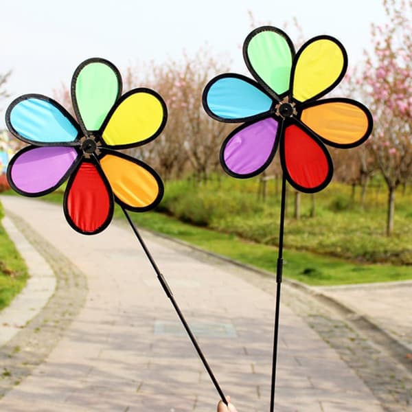 2st färgglad regnbåge dazy flower spinner vindkvarn