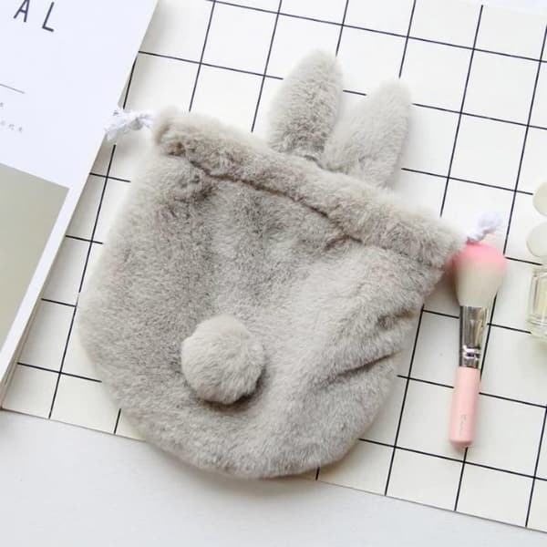 1 stk. e Bunny Plys Ørepose Kawaii Makeuptaske Lomme Snøre A3