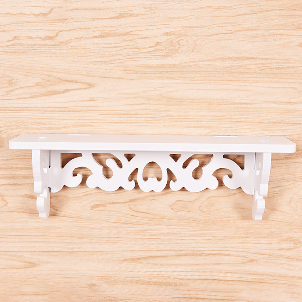 Hvid træ Væghylde Display Hængende Rack Opbevaringsvarer Hold White Medium