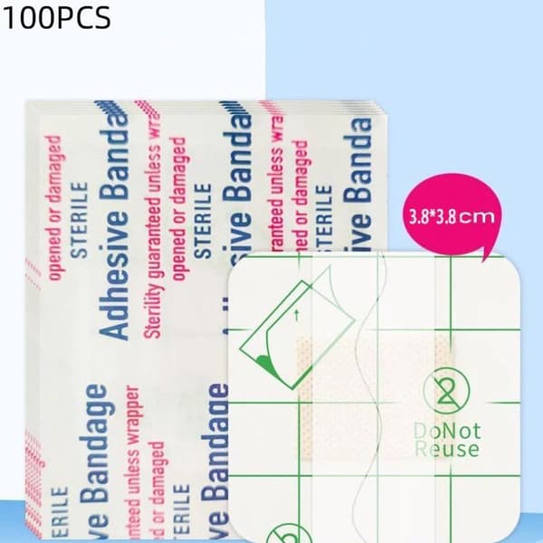 100 kpl 38*38mm läpinäkyvä PU vedenpitävä haavalaastari A2