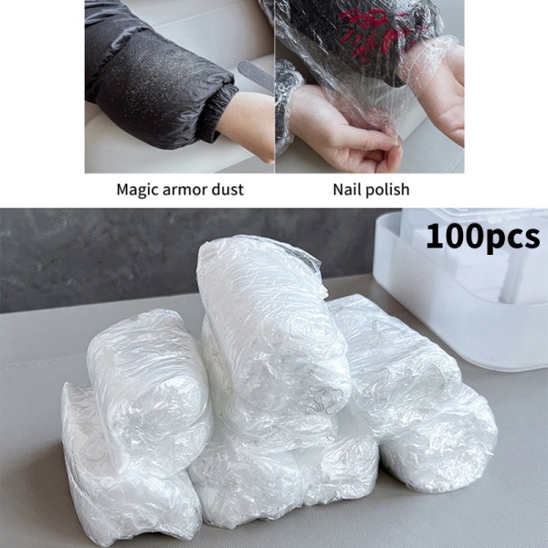 100 stk Plast Nail Art Disponible Støvhylser Vanntett Og