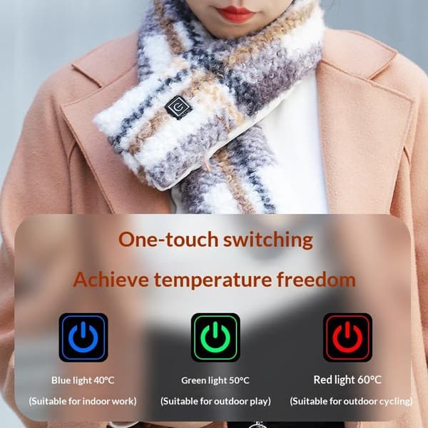 Smart oppvarmet skjerf USB-drevet vaskbar halsvarmer Black
